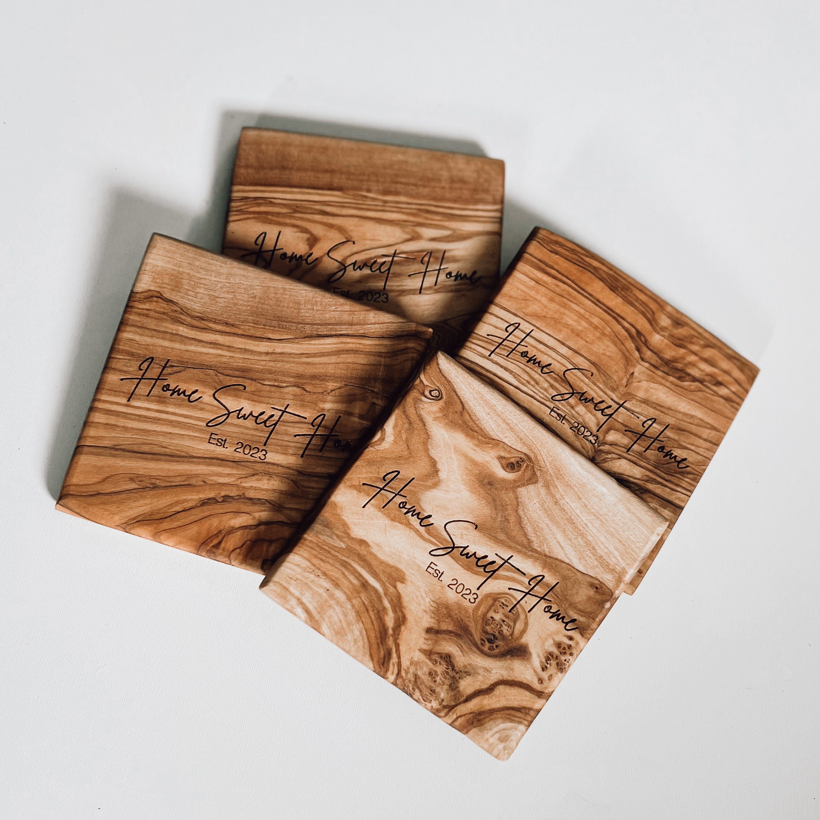 Custom Marble Acacia Wood Coasters - Slate Custom Designs